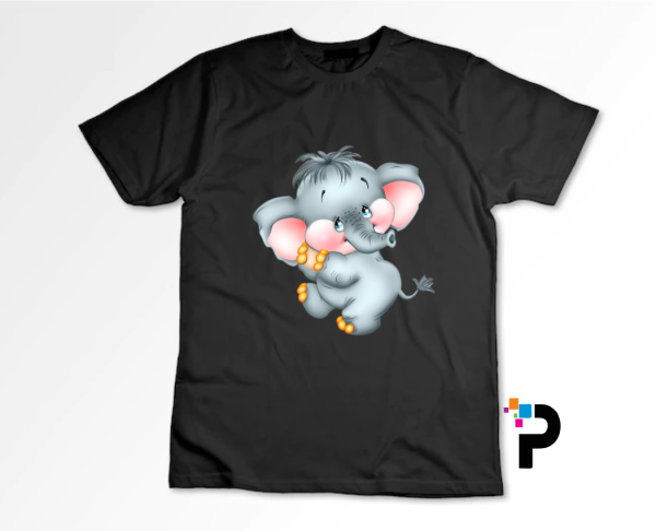 Elephant Cartoon Character Tshirt Print