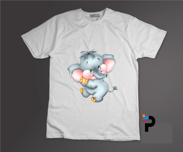 Elephant Cartoon Character Tshirt Print