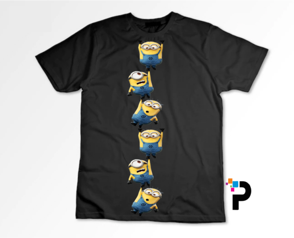 Minions Tshirt Print – White and Black Cotton tshirt Half Sleeve